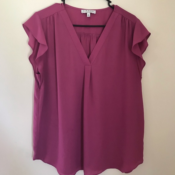 Chaus Tops - Pink Chaus V Neck Blouse Size Large